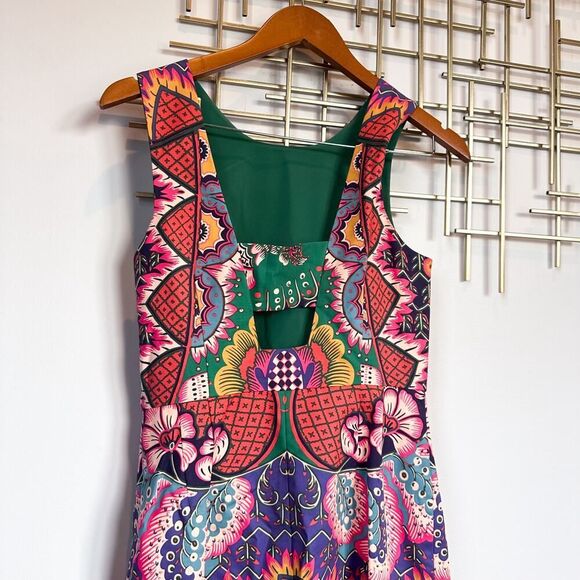 Anthropologie Maeve Kaleidoscope Columns Dress Size 4 Red Purple Green - Picture 6 of 11
